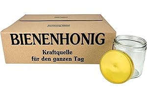 BIENEN SCHMIDT 60 x Neutrales Schraubglas 500g Imkerhonig Honigglas mit goldenem Deckel ohne Etikett Honig Neutralglas (Deckel ohne Prägung)