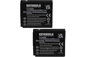 EXTENSILO 2 x akumulator kompatybilny z aparatem Panasonic Lumix DMC-LX1, DMC-LX2, DMC-LX3 (1250 mAh, 3,7 V, Li-Ion)