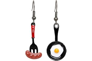 Bluebubble ALL DAY BREAKFAST Sausage and Egg Dangle Earrings on Gift Card