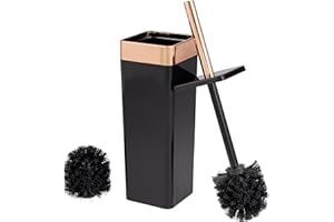 bremermann Zestaw do WC Savona, uchwyt na szczotkę do WC, kwadratowy (czarno-różowe złoto)