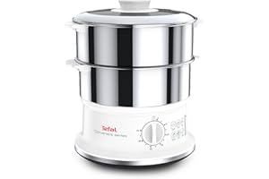 Tefal, Cuiseur vapeur, Cuisson saine, Bols en acier inoxydable, Empilables, Minuterie, Arrêt automatique, Pièces lavables au lave-vaisselle, Convenient Series, VC145130
