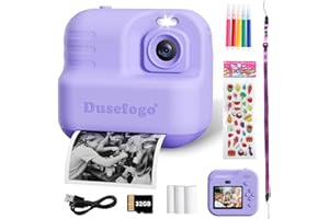 DUSEFOGO Appareil Photo instantané Enfant 1440p HD avec Carte 32 Go et 3 Feuilles Papier Photo écran 2.4" Appareil Photo instantané Cadeau d'anniversaire pour garçons et Filles (Violet)