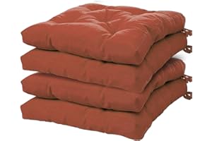 Viste tu hogar Pack 4 Stuhlkissen, 45x45x5 cm, Dreidimensionaler Effekt, Füllung aus 100% Polyester, Ideal für Esszimmer, Terrasse, Wohnzimmer, Farbe Terrakotta