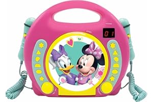 Lexibook, Disney Minnie, Portable CD player with Microphones, Music Player, Repeat and Programming, Karaoke, Headphones jack, Pink, RCDK100MN
