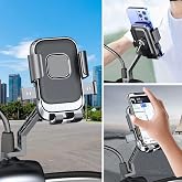 BUFFER&reg; Motor,Motosiklet,Bisiklet,Scooter İ&ccedil;in 360 Derece D&ouml;nebilen Dikiz Aynası Versiyonu Telefon Tutucu Aparat