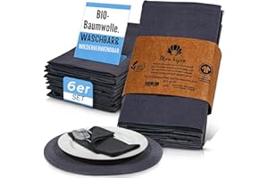 ‎MON BIJOU mon bijou® Stoffservietten 6er Set Anthrazit – GOTS Bio-Baumwolle – 45x45 cm – Waschbare Servietten Stoff für Küche, Gäste, Alltag & Dinner – Nachhaltige Tischdeko Dunkelgrau