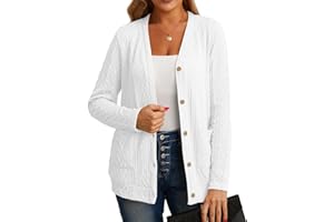 GRECERELLE Womens Cardigan Long Sleeve Lightweight Cardigans Button Down V Neck Ribbed Knit Outerwear Open Front Tops with Pocket for Ladies
