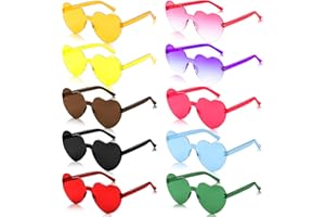 Elalove 10 Stück Herz Sonnenbrille Set, Lustige Sonnenbrille ohne Rahmen, Partybrillen für Damen und Herren, Bunte Sonnenbrille Herzform für Festival, Hochzeit Deko, Sommer Gadgets & Party Zubehör