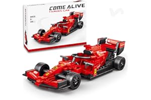laddutoi Kit de construcción de bloque de Fórmula 1, 266 piezas, coche rojo F1 con diseño industrial, cabina realista y ruedas móviles, perfecto para niños a partir de 6 años y coleccionistas