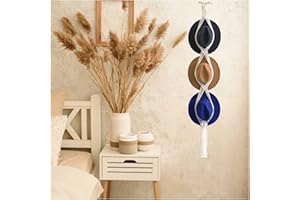 Sanseenia Makramee-Hutaufhänger zum Aufhängen an der Wand, Frauen Hutständer Handmade Cotton Rope, Cowboyhut-Halter für breitkrempige Hüte/Mützen, Hut Organizer für Wohnzimmer (Three hat style)