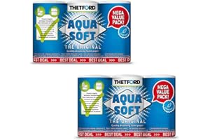 Thetford Aqua Soft Lot de 12 rouleaux de papier toilette chimique pour caravane et camping-car