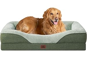 EHEYCIGA Orthopädisches Hundebett Grosse Hunde, 106.5x76x18.5cm, Memory Foam Waschbar und Wasserdicht Hundekorb mit 4 Rändern, Hundesofa Hundecouch rutschfest, Grün