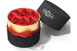 Exporee 7 Piezas Rosa Eterna Hecha a Mano Rosa Preservada Caja Regalo Rosas Nunca Marchitas Flor Eterna para el Amante Regalo para Ella en el día San Valentín día Madre Cumpleaños o Navidad
