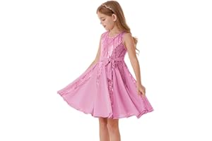 GRACE KARIN Girls Sparkling Sequin Princess Dress Birthday Party Gown Summer Flower Girl Special Occasion Dress Festival Outfit 5-12 Y