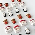 SIMPLY SUCRÉ 12 Mini Christmas Icing Shapes | Xmas Sprinkles| Christmas Royal Icing | Santa | Christmas Sprinkles | Cupcake Toppers | Reindeer | Penguins | (12 Icing Shapes)