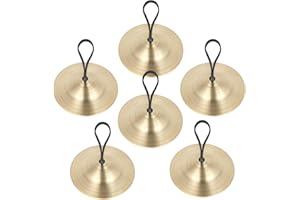 HARIENDNY 3 Paar Finger Becken Messing, Fingerzimbeln, Finger Becken mit elastischen Band, Bauchtanz Finger Cymbal, Musikinstrument für Tänzerin Ball Party