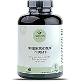Traubenkernextrakt OPC Kapseln, natures FINEST [180] vegan, 500mg pro Kapsel, hochdosiert OPC Traubenkernextrakt Vitamin C 18