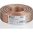DCSk BLca 25m 2x2,5mm² Lautsprecherkabel CCA I Boxenkabel isoliert transparent mit Polaritätskennzeichnung I LS-Kabel als Met