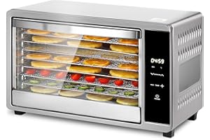 ‎SKYEHOMO Skyehomo Dörrautomat Edelstahl, 650W Dörrgerät 0,8m² Dörrfläche mit Temperaturregler (35-80℃), 24H Timer, 8 Etagen Edelstahlgitter Dürrautomaten, Food Dehydrator für Fleisch Obst Gemüse Kräuter