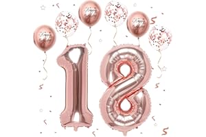 Foil Palloncini Numeri 18 Oro Rosa, VUCDXOP 101 CM Palloncino Numero 18/81, Grande Pallone Numero 18 Numeri Gonfiabili Compleanno Palloncino 18/81 Anni Festa Compleanno - Vola con l'Elio