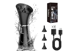 Oleswer Ear Wax Removal Kit, Electric Ear Cleaning, 2in1 Water Tank, 4 Pressure Settings - Ear Irrigation Flushing System With Temperature Sensor,Ear Syringe Tool,Black