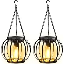 Görvitor Solar Lantern Outdoor Lanterns, Pack of 2 IP65 Waterproof Metal Solar Lights Outdoor Balcony Christmas Hanging Garden Decoration Görvitor LED Warm White Solar Lantern Outdoor