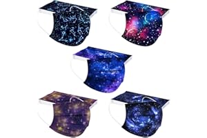 IBAOBAO 50 Stück Kinder Mundschutz Einweg 3D Druck Mund und Nasenschutz Halstuch Maske Bunt Mundschutzmaske Weltraum Sterne Motiv 3-lagig Einmal MNS Tücher Bandana Schals Jungen Mädchen