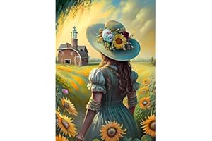 DAERLE 5D DIY Diamond Painting Kit Completo Paesaggio, Ragazze e girasole Quadro Diamant Painting Fai-da-te, Pittura Diamante Strass Ricamo a Punto Croce Painting per Decorazioni Casa 30x40cm