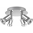 ROMKE Round 4 Way Adjustable Ceiling Spotlight, GU10 LED Ceiling Light Rotatable for Bedroom, Living Room and Kitchen, GU10 Bulb Not Included