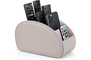 Vlando Soporte para mando a distancia con 5 bolsillos, gran soporte para TV, DVD, 4 K Stick y mandos a distancia Bluray, almacenamiento de piel para bolígrafos, teléfono móvil