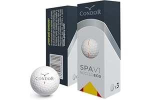 CONDOR Piłka golfowa do golfa SPA V1 - Wysokowydajna piłka golfowa - Ekologiczny rdzeń - Zaprojektowana do odległości i kontroli - Hiszpańska produkcja - 3 sztuki