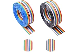 HAXIHA 2 Piezas Ribbon Cable de Cinta 16/20 IDC Pines,1.27mm Rainbow Color Flat Cable,para conectores de 2,54 mm (6 meters)