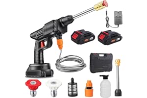 BUUMIN 300W Cordless Pressure Washer, 12V Portable Battery Power Washer with 2 Battery, Pressure Spray Water Gun with Accessories Kit, Jet Washers for Car, Fence, Floor Cleaning, garden