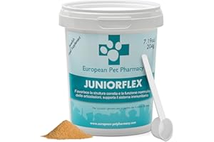 European Pet Pharmacy JUNIORFLEX 204g in Polvere – Integratori per Cani e Gatti Giovani, Integratori per Cani per Articolazioni Cozze Verdi, Vitamina C, età 4-18 Mesi