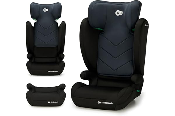 Kinderkraft I-SPARK i-Size Siège auto bébé Groupe 2/3 100-150 cm, de 3,5 à 12 ans, 15 à 36 kg, léger (4,5 kg), ceinture de sécurité à 3 points, Protection latérale, Noir