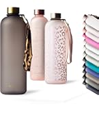 Bouteille En Verre - 1 Litre, 750 Ml/1,5 L, Avec Paille Et Couvercle, Gourde En Verre Avec Housse En Néoprène Et Infuseur En Acier Inoxydable - Pour Le Sport, Le Bureau, L'école