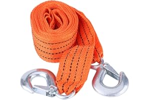 HAOWECIB Cavo di traino con ganci, corda di traino ad alta resistenza per strumento per veicoli di emergenza con carico di 3 tonnellate arancione, fuoristrada SUV per auto