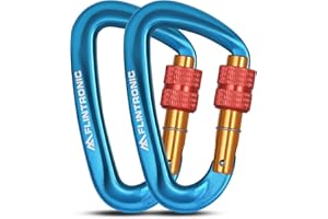 ‎FLINTRONIC flintronic Karabiner mit Schraubverschluss, 12/25/30KN Karabinerhaken Schraubverschluss, Karabiner mit 1200kg/ 2500kg/3000kg Belastbarkeit Schwerlast, Karabiner für Hängematten, Camping, Wandern
