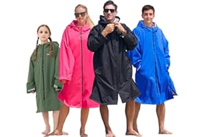 Owntop Bata Impermeable de Cambio para Adultos y Niños - Bata de Playa Seca y Ligera con Forro de Felpa Caliente | Abrigo con Capucha y Manga Murciélago de Gran Tamaño | Para Surf y Natación