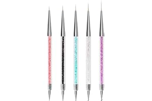 ZEOHBETY Nail Art Brushes, 5Pcs Nail Art Liner Brushes, Dotting Pen Tools, Nail Art Design Brush Set for Long Lines, Thin Details, Fine Drawing, Sizes 5/8/12/15/20mm