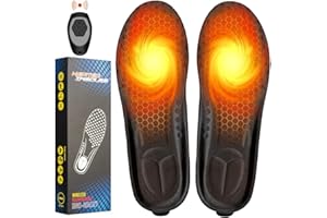 UPSTARTECH USB Plantillas Calefactables con Recargables bateris 2000mAH, Plantillas Térmicas con Remoto Control, Suelas Calentables Lavable de 9Horas, Tamaño 35-46 de Corte para Cazar Camping Esquia