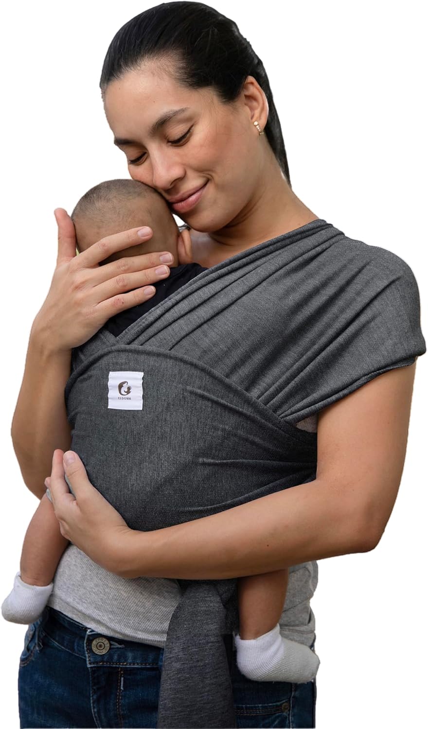 ELDOMA Dark Grey Baby Wrap Carrier - Lightweight, Breathable Baby Sling, Hands Free Baby Carrier Sling, Baby Carriers for Newborn, Infant
