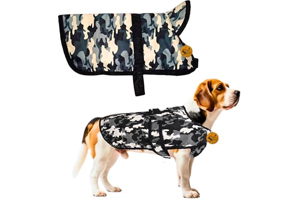 Sage Square Fleece Lined Warm Dog Jacket Windproof Camouflage Dog Vest Winter Coat, Dog Apparel for Cold Weather Dog Jacket, Random (1 Piece) (Camouflage, L - 18Inch)