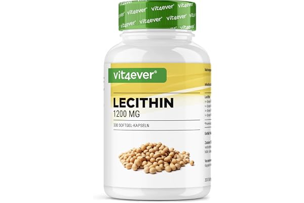 Lécithine 1200 mg - 300 Softgels - Premium : avec Phosphatides - Lécithine de Soja sans OGM - Haute Dose - Qualité Premium