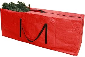 PATIO PLUS 9 FT Christmas Tree Storage Bags, Easy to Store with Full Zipper,Durable Reinforced Carry Handles,Wipe Clean Surface Large christmas tree storage box for Xmas Tree and Decorations Red