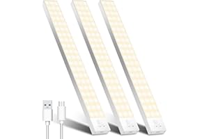 OUILA 3000k Lampe de Placard Detecteur De Mouvement Lot de 3, 1500mAh 30cm Lamp Placard avec Detecteur Mouvement USB Sans Fil Lamp LED Lumière sous L'armoire pour Escalier, Couloir, Cuisines, Armoire