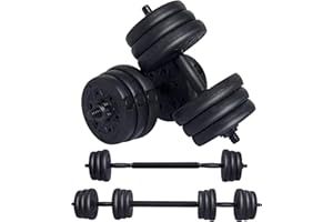 Wemk Juego de Mancuernas, Mancuernas Ajustables 2 en 1 con Pesas Barra y Discos, Mancuernas 20 kg para Culturismo, Aptitud, Halterofilia, Ejercicios de Gimnasio Doméstico