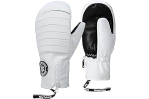 KUTOOK Guantes Manoplas Esquí Invierno De Piel Cuero con 3M Thinsulate, Guantes Snowboard Hombre con Membrana Impermeable De TPU, Guantes De Nieve Guantes Ski