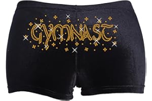 CRYSTALSRUS Varsany Gymnast Dance Wear Shorts - Leotard Black Hipster Velvet - Stretchy, Breathable Black Dancing Shorts for Girls Size 3-14 Years