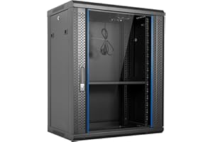 aiten data Armario Rack Mural 19" 15U Medidas 600 x 600 x 780 mm. Incluye Bandeja Fija, 2 Escuadras Laterales en L, 1 Ventilador de Techo de 120 mm, Tornillos de Montaje y 2 Llaves